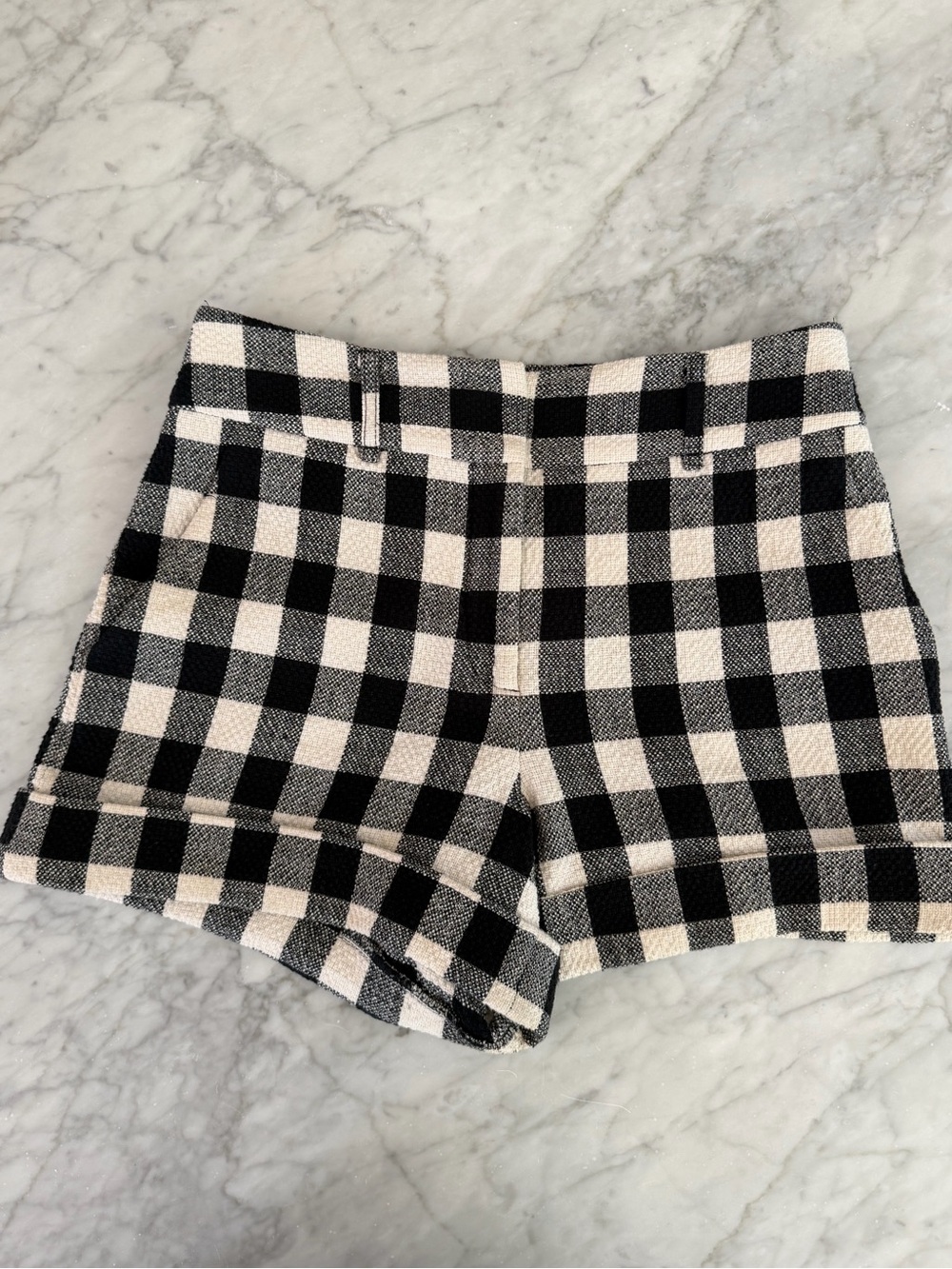 Veronica Beard Tweed Gingham Shorts